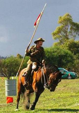 Tent pegging skill-at-arms