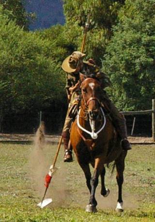 Tent pegging skill-at-arms