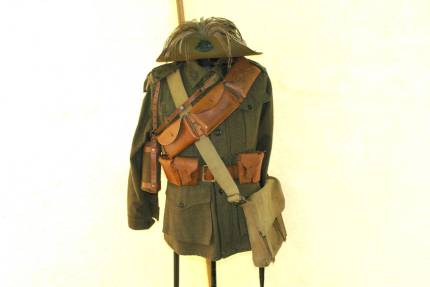 Lighthorseman's jacket, slouch hat, ammunition pouches, leather pockets