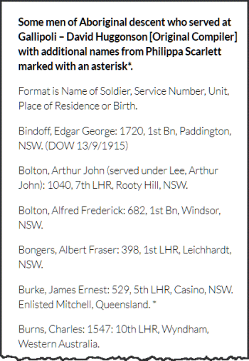 Names of Aboriginal soldiers (SLQ)